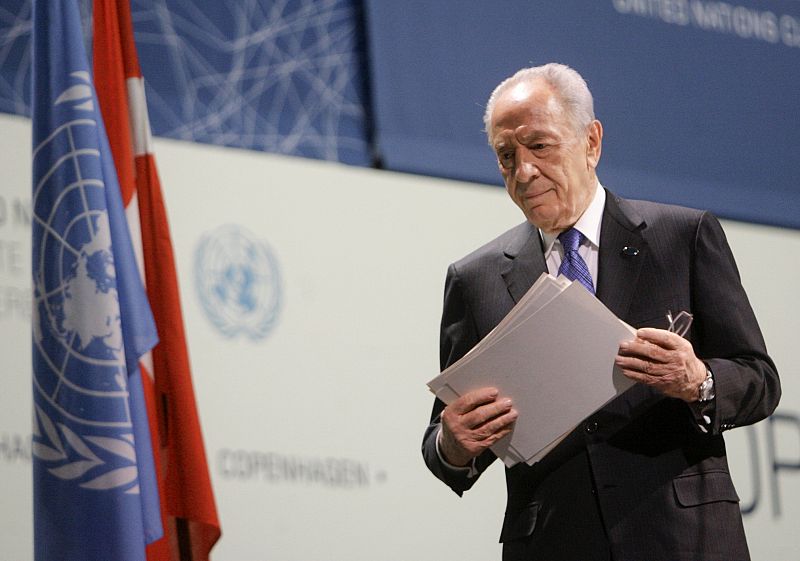 El presidente israelí, Simon Peres, durante su intervención en la cumbre del clima.