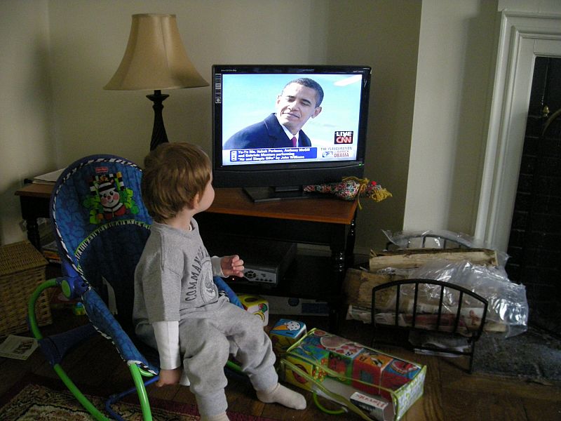 Foto de mi hijo David en Washington el dia de la investidura de Obama viviendo en primera persona la ilusion de un cambio.