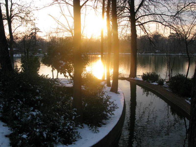Atardecer desde el estanque del Retiro
