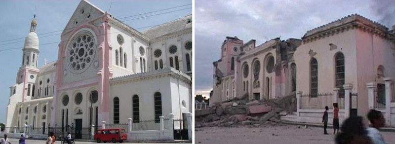 La catedral de Puerto Príncipe, antes y después del terremoto