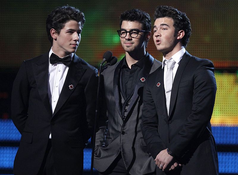 The Jonas Brothers introduce a performance by Lady Antebellum at the 52nd annual Grammy Awards in Los Angeles