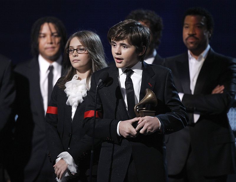 Children of Michael Jackson accept an honorary Grammy at the annual Grammy Awards in Los Angeles