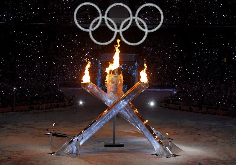 The Olympic flame burns during the opening ceremony of the Vancouver 2010 Winter Olympics