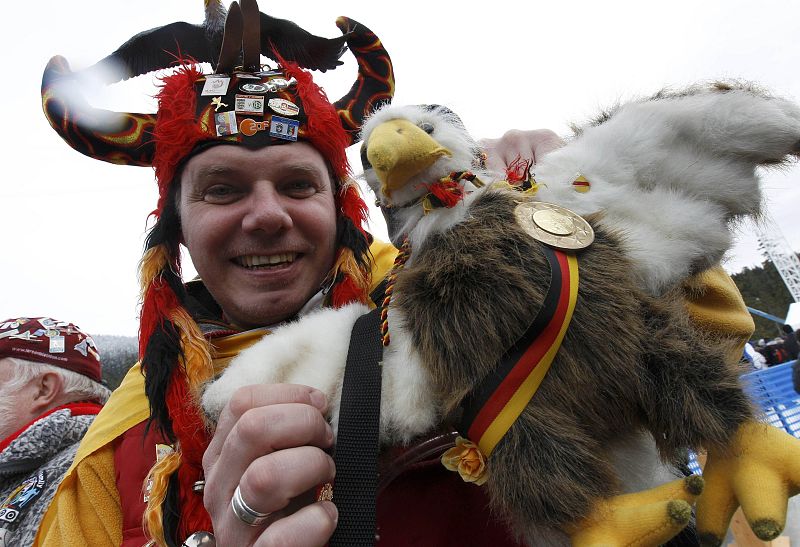 Fan of Germany is seen during the men's 15 km individual start cross-country final at the Vancouver Winter Olympic Games in Whistler