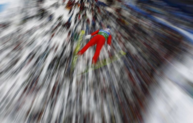 El japonés Watabe en su salto de la Combinada Nórdica.