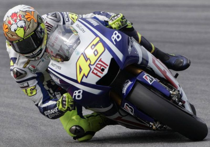 Valentino Rossi ha vuelto a utilizar el mismo casco que usó en la primera tanda de test, en el que aparece representada una gallina.