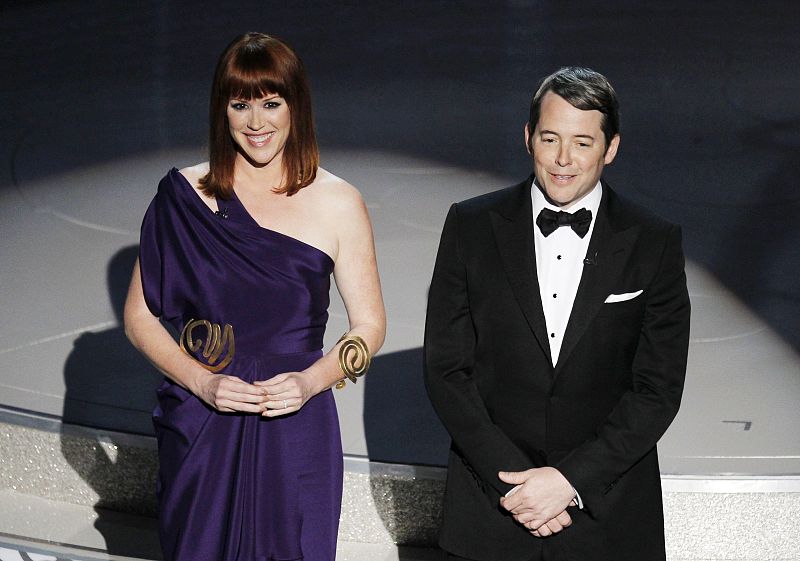 Actors Ringwald and Broderick take the stage to present the John Hughes tribute during the 82nd Academy Awards in Hollywood