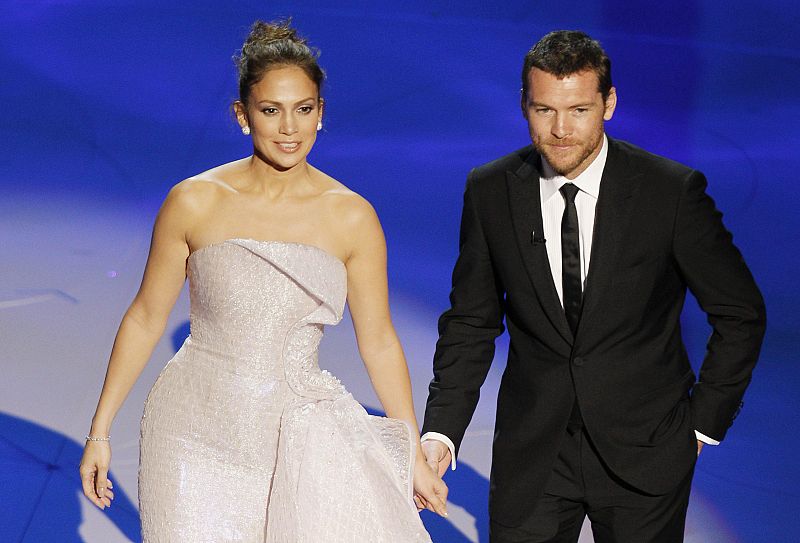 Presenters Lopez and  Worthington share the stage during the 82nd Academy Awards in Hollywood