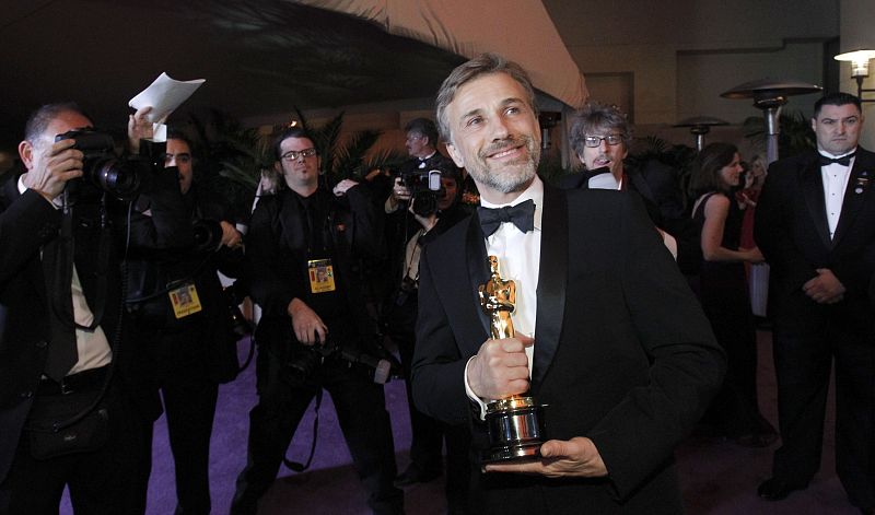 Actor Waltz holds his Oscar for best supporting actor for "Inglourious Basterds" during the Governors Ball after the 82nd Academy Awards in Hollywood