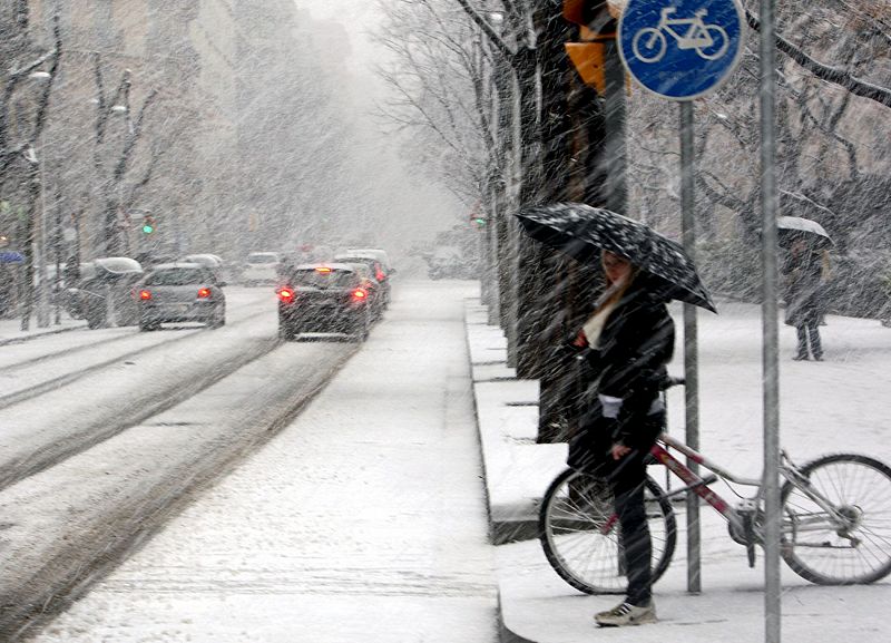 Calles nevadas en Barcelona