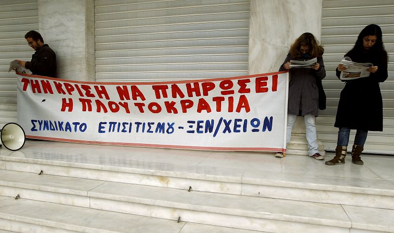 Huelguistas en Atenas