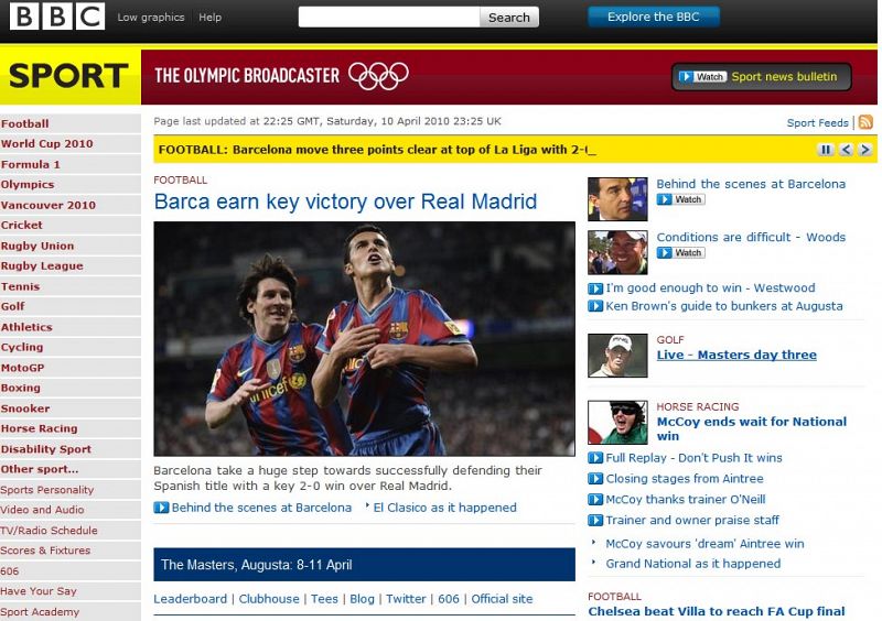 "El Barça consigue una victoria clave ante el Real Madrid", titula la web de la BBC.