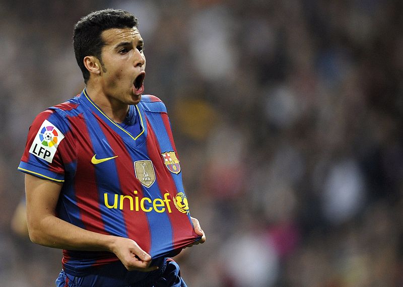 Pedro celebra su gol ante el Real Madrid en la segund parte, que pondría el 0-2 definitivo.