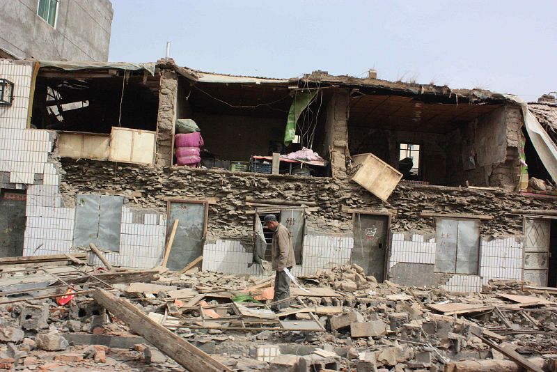 Vista de un barrio tras el terremoto