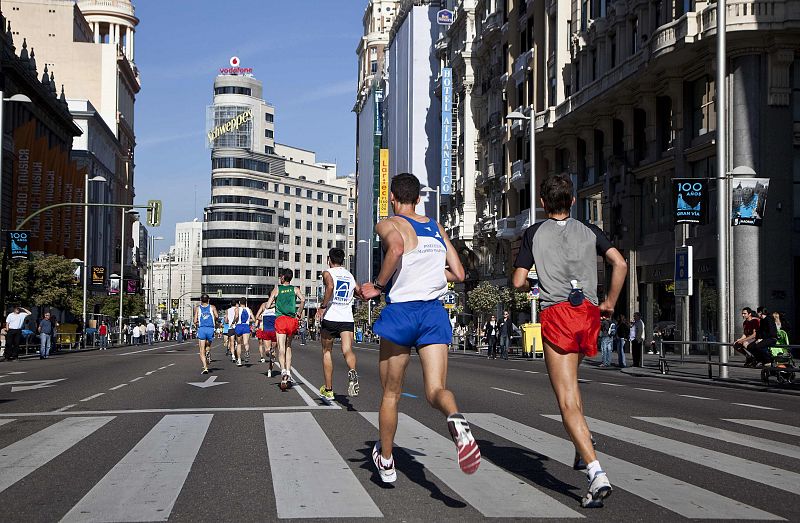 Participants run in the Madrid marathon