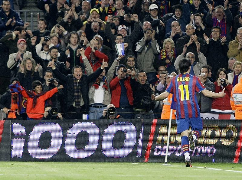 Bojan Krkic celebrando uno de sus goles.