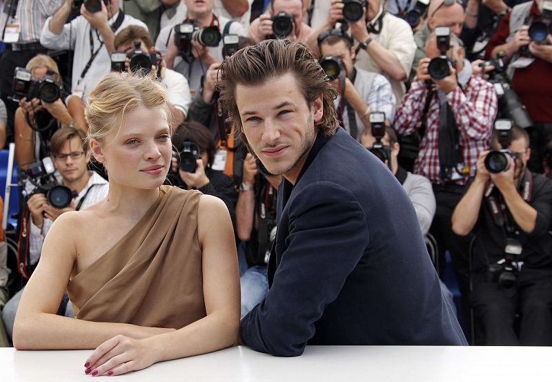 Cast members Thierry and Ulliel pose during a photocall for the film "La Princesse de Montpensier" by director Tavernier at the 63rd Cannes Film Festival