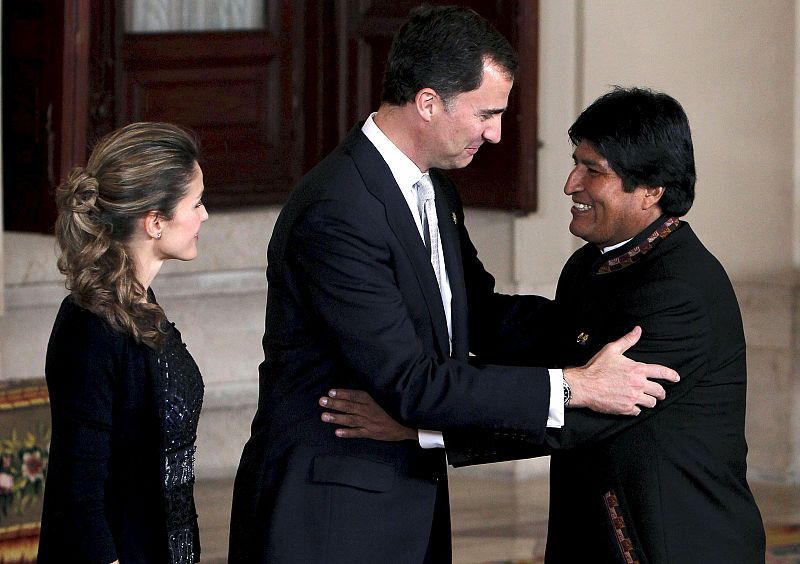 El presidente de Bolivia, Evo Morales, ha sido otro de los invitados a la cena de Estado en el Palacio Real.