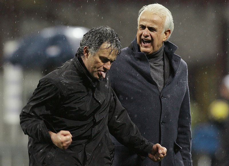 El entrenador portugués celebra de forma expresiva una victoria ante el Siena el pasado mes de enero.