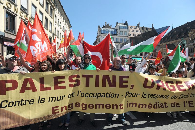 MANIFESTACIÓN EN ESTRASBURGO CONTRA ASALTO ISRAELÍ A FLOTILLA HUMANITARIA