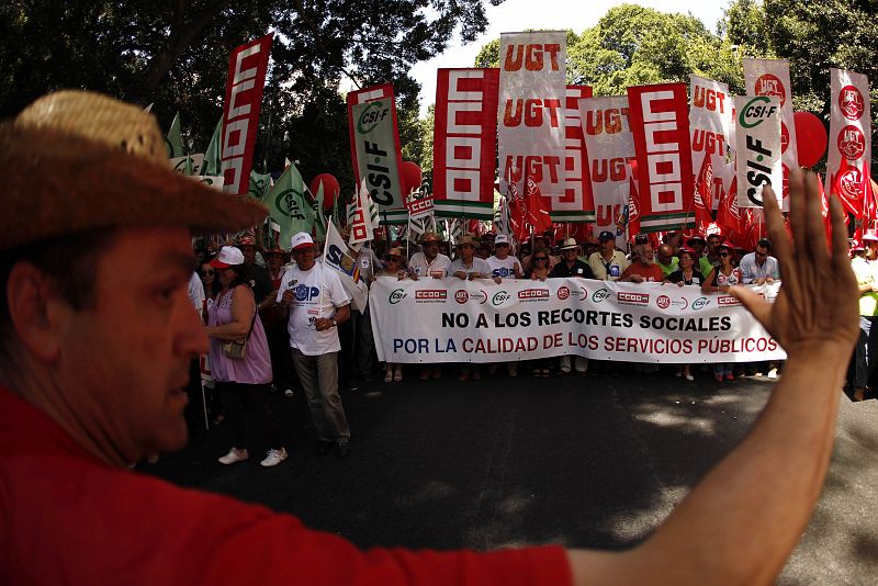 Public sector workers march during a general strike called by the public sector in Malaga