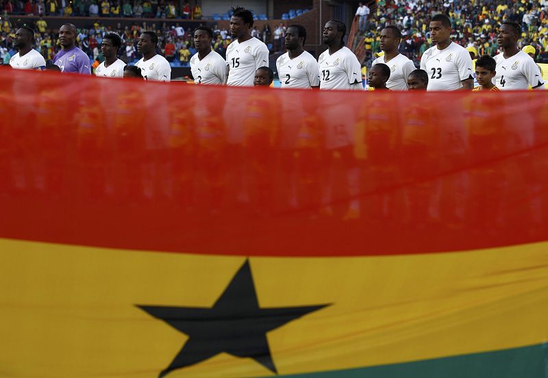 The Ghana team poses before their 2010 World Cup Group D soccer match against Serbia at Loftus Versfeld stadium in Pretoria