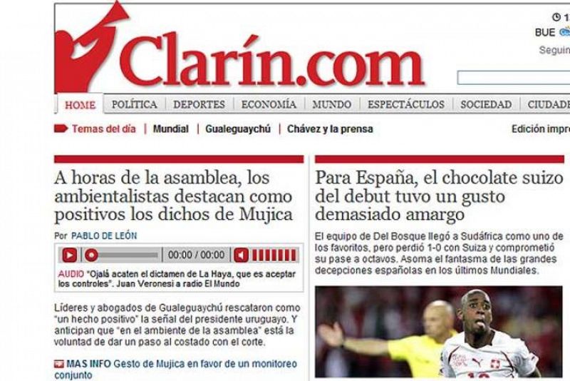 En Argentina, Clarín insinúa que ha España le supo amargo el chocolate suizo.