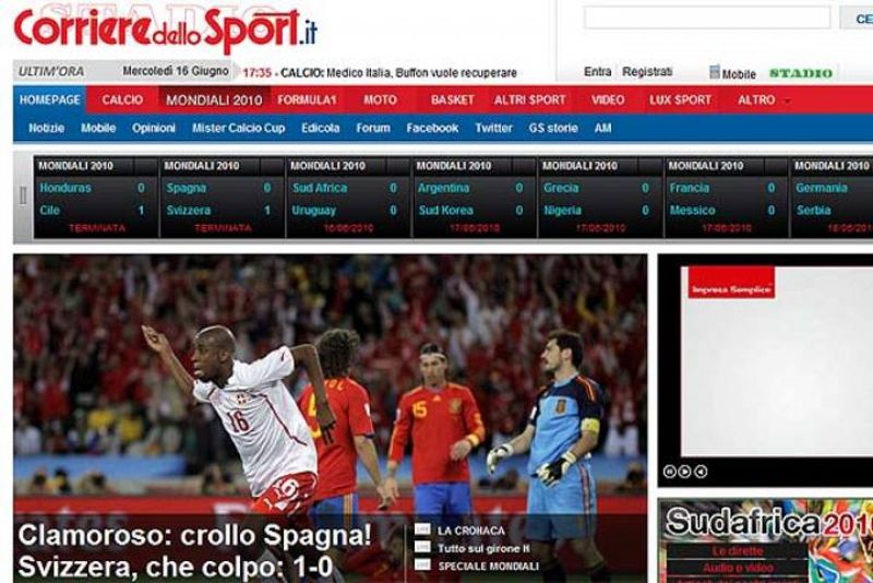 "Clamorosa caída de España, ¡qué golpe de Suiza", titula 'Il Corriere dello Sport'