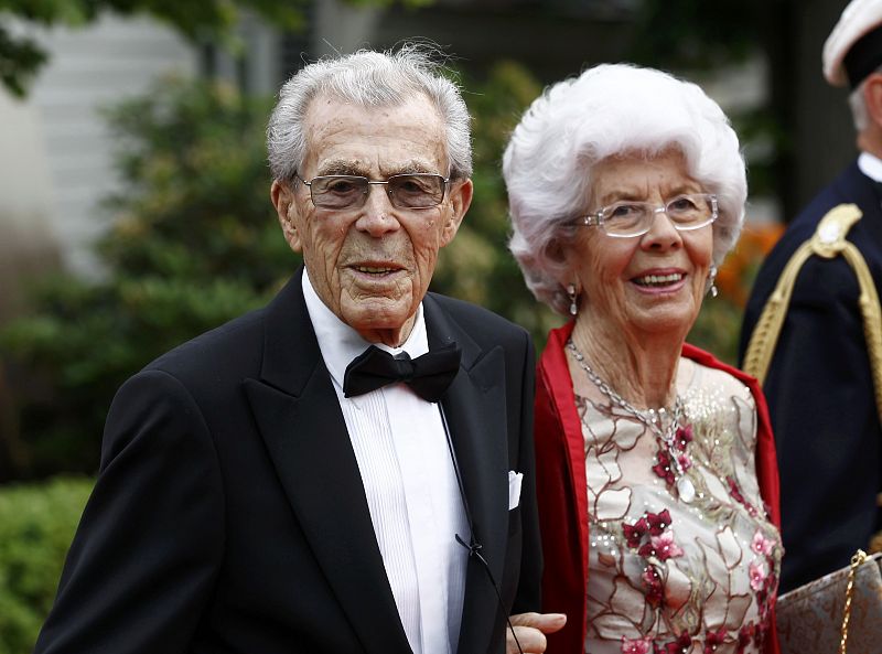 Carl Johan Count of Wisborg and Gunnila Bernadotte Countess of Wisborg arrive for Government dinner at Eric Ericson Hall in Skeppsholmen