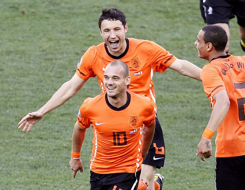 Sneijder de celebración en Durban.