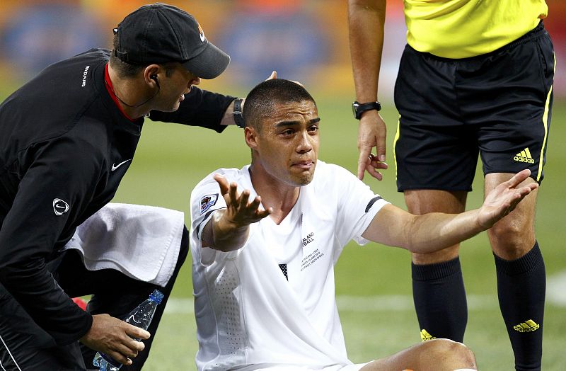 New Zealand's Reid reacts during their 2010 World Cup Group F soccer match against Italy in Nelspruit