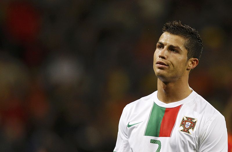 Portugal's Ronaldo reacts after a missed scoring opportunity during the 2010 World Cup second round soccer match against Spain in Cape Town