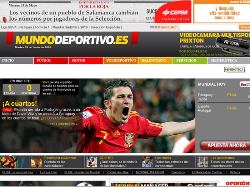El delantero de la selección española y del Barça también ocupaba la edición digital de El Mundo Deportivo