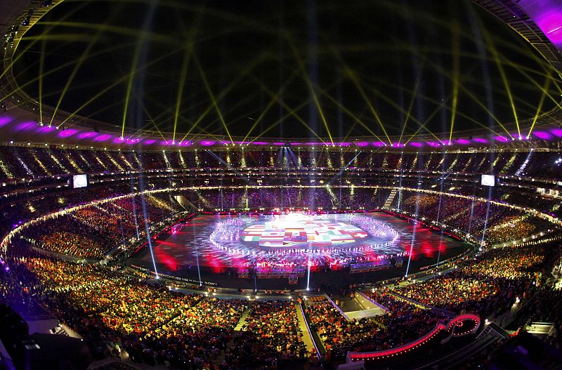 A view of Soccer City stadium during the closing ceremony for the 2010 World Cup in Johannesburg