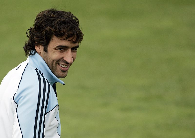 Real Madrid's Raul attends a training session at the Valdebebas training grounds outside Madrid