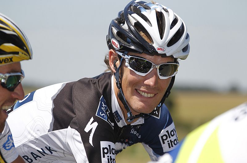 Saxo Bank's Andy Schleck of Luxembourg cycles during the fourth stage of the Tour de France cycling race between Cambrai and Reims