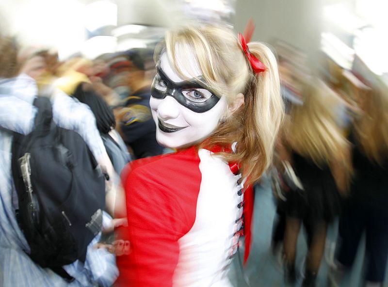 An attendee arrives in costume for the third day of the pop culture convention Comic Con in San Diego