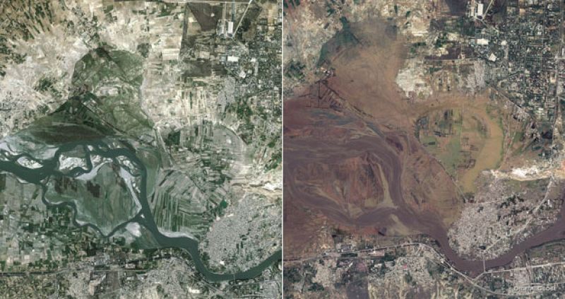 Pakistán antes y después de las inundaciones