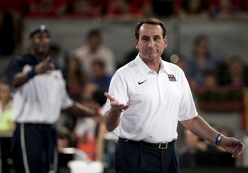 El entrenador de la selección de EEUU, Mike Kryzewsky, durante el partido.