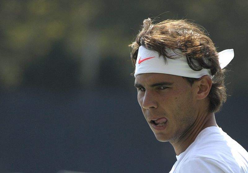 El tenista español Rafael Nadal durante un entrenamiento de cara al partido ante Istomin del Abierto de Tenis de Estados Unidos.