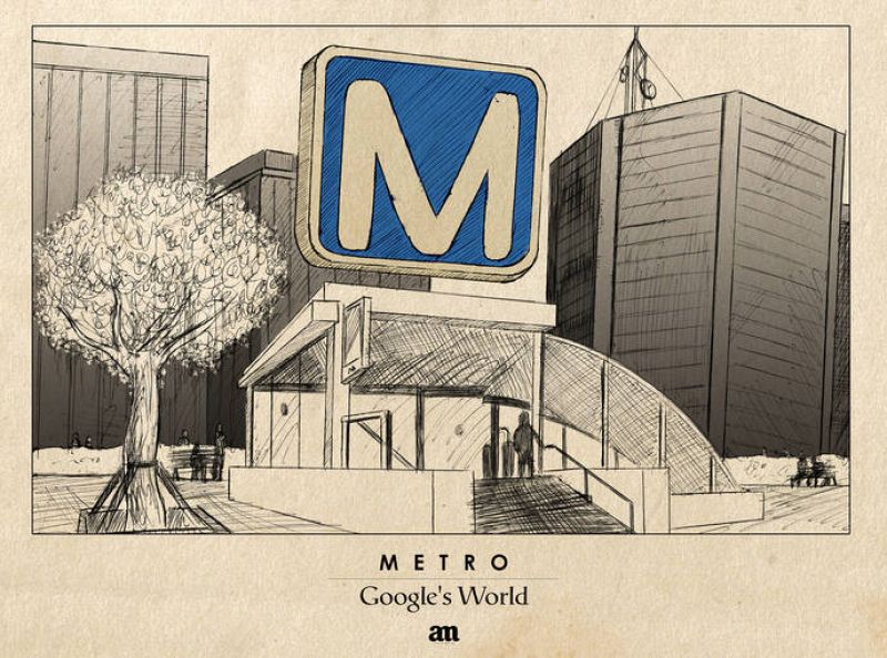  El cartel de metro de Google desplaza al del mundo real. 