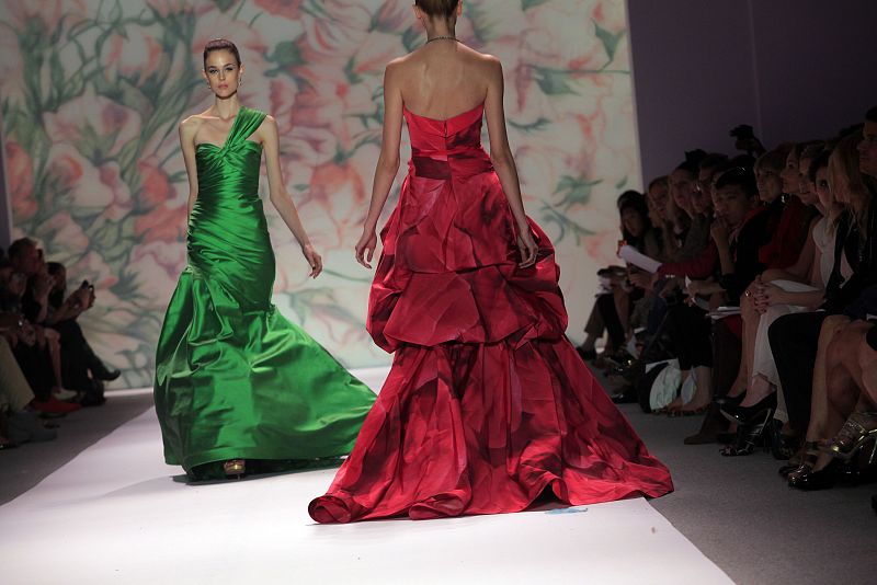 A model presents a creation during New York Fashion Week