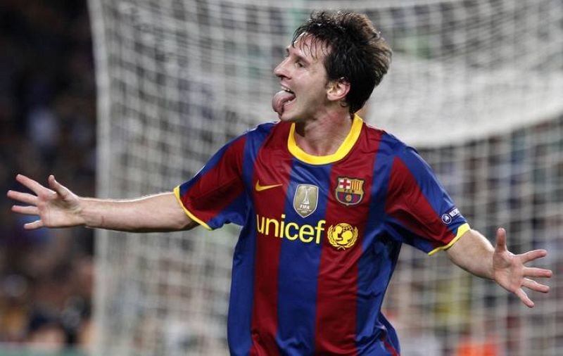 Messi celebra el segundo gol de su cuenta ante el Panathinaikos. 