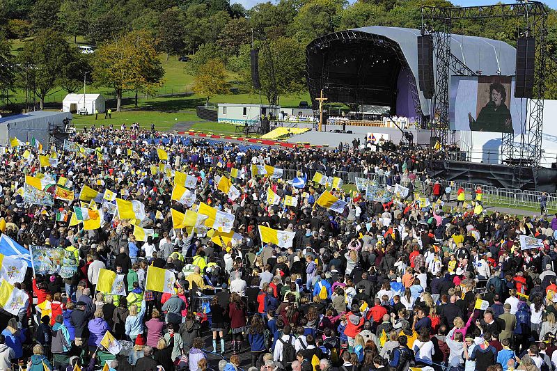 Vista general del parque en que se ha celebrado la ceremonia de Benedicto XVI