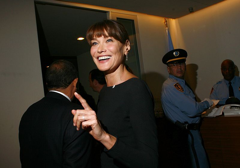 Carla Bruni ha estado presente en la sede de la ONU durante la intervención de su marido