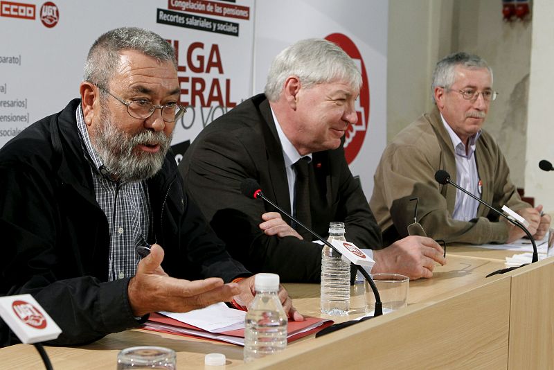 Los secretarios generales de CCOO y de UGT, Ignacio Fernández Toxo y Cándido Méndez