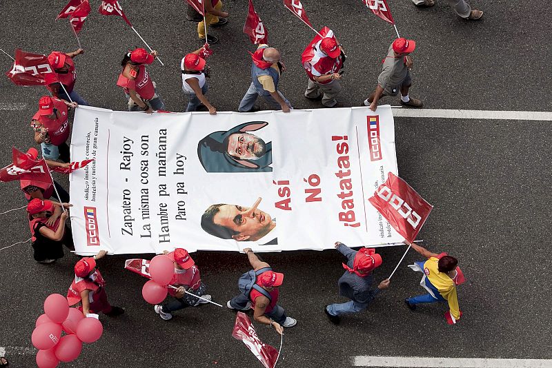 Cartel en la manifestación de Las Palamas