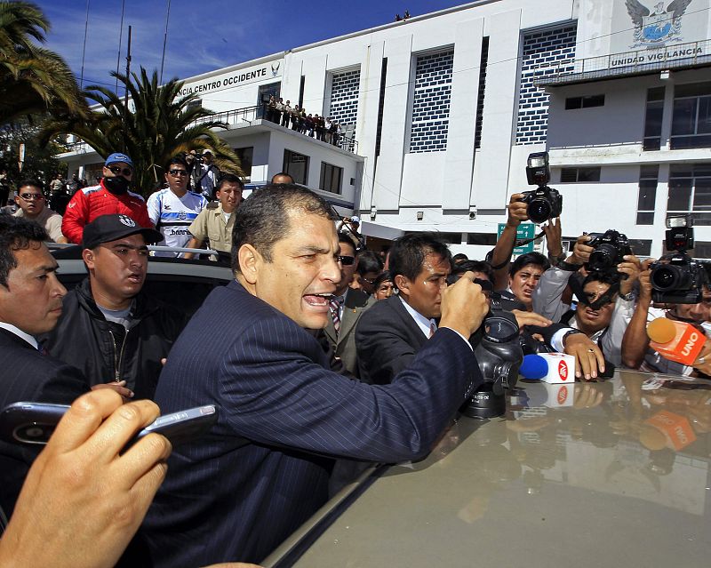 Correa durante las protestas