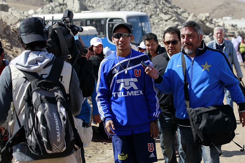 Rescued Chilean miner Jimmy Sanchez is seen as he arrives at the San Jose mine
