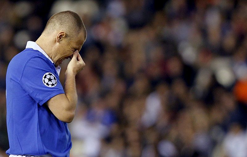 El delantero del Glasgow Rangers Kenny Miller en un momento de su partido frente al Valencia.